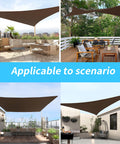 11 By 17 Foot Mocha Sun Shade Sail Rectangle Canopy Shade Cloth UV Resistant Patio Pergola Cover HDPE Deck Awning