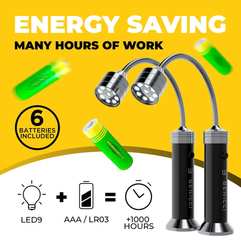 Set of 2 Flexible LED BBQ Grill Lights With 360-Degree Magnetic Base and Gooseneck, Portable Weatherproof Outdoor Lamp With 9 LED Bulbs