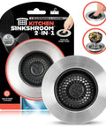 Top Rated Kitchen Sink Drain Strainer Plus Pop Up Sink Stopper With Removable Anti Clog Basket Slick Stainless Steel Food Catcher Fits Standard American Drains For A Hecka Smooth Game Changing Fix, showing a stainless steel strainer and stopper.