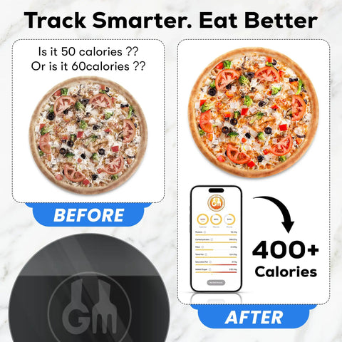 Before and after calorie tracking with Portable Food Scale With Built In Nutritional Calculator Rechargeable Travel Pocket Digital Kitchen Scale With Bluetooth To The GourmetMiles App For Tracking Calories Macros Nutrition Weight Loss Diabetes And Meal Prep