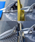 Heavy Duty 12 Inch Aviation Tin Snips With Forged Blade cutting sheet metal and aluminum in various angles