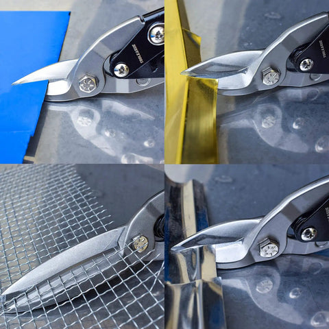 4 Piece Tin Snips Set For Cutting Metal Sheets With Aviation Snips Left Right Straight And Long Heavy Duty Forged Blade