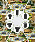 Sun Powered Bird Bath Water Fountain Pump Kit With 6 Nozzles And Free Standing Solar Panel No Fuss Setup Solar Pump For Garden And Outdoor Yard Auto On Off Water Sensor Upgraded Mini Fountain For Pond