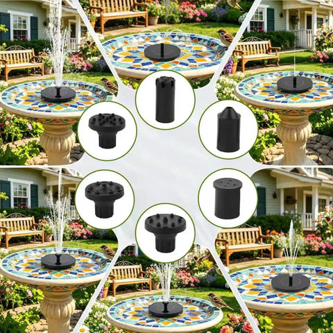 Sun Powered Bird Bath Water Fountain Pump Kit With 6 Nozzles And Free Standing Solar Panel No Fuss Setup Solar Pump For Garden And Outdoor Yard Auto On Off Water Sensor Upgraded Mini Fountain For Pond