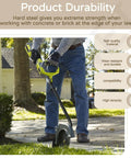 Man using edger with Two Pack 8 Inch Reversible Heavy Duty Hardened Steel Edger Blade for Ryobi Expand It System