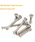 10 Pack M6 X 35 Millimeter Countersunk Hex Head Socket Cap Bolts Paired With Barrel Nuts Smooth Silver Nickel Plated furniture hardware kit
