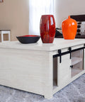 Coffee table with white wood grain peel and stick contact paper for cabinets and drawers, waterproof self adhesive vinyl wallpaper