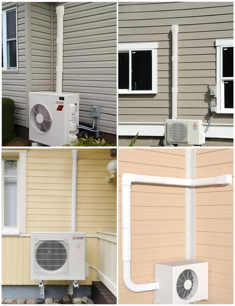 Installed Paintable 13Ft Mini Split Line Set Cover Kit with Flexible Duct 3 Inch Decorative Cover on outdoor walls