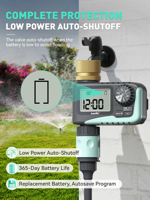 Brass Swivel Sprinkler Timer Set For Garden Hose, 2-Pack No-Fuss Programmable Hose Timer With Rain Delay And Manual Watering