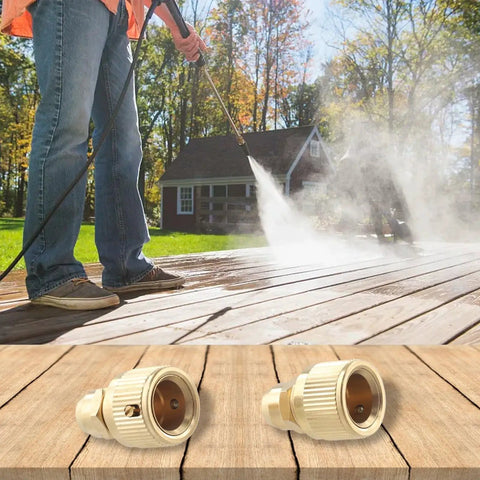 2-Pack Brass Garden Hose Repair Adapters For 3/8 Inch Expandable Hoses With Quick Connect Aluminum Alloy Fittings Kit to fix leaks.