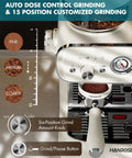 Espresso Machine With Grinder And Milk Frother For Home Use 20 Bar Pressure Vintage Cream Finishing Built In Grinder top view