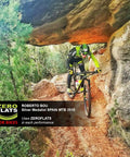 Mountain biker on a rocky trail using Anti-Puncture Bike Tire Sealant, 8.45oz, Ultra-Fast Liquid For Standard, Tubeless And Tubular Tires