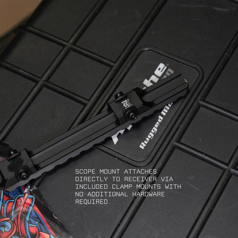 Single Picatinny Rail Mount For Ruger Mini 14 And Mini 30 Ranch Rifles shown on a black textured background
