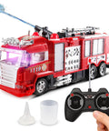 RC Rescue Fire Engine Toy Truck With Lights And Sounds, Real Working Water Cannon Pump That Sprays Up To 10 Feet, remote control
