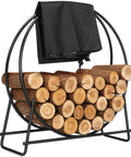 32 Inches Firewood Log Rack Hoop with Cover built tough heavy duty solid steel storage rack and Cover Set with zipper