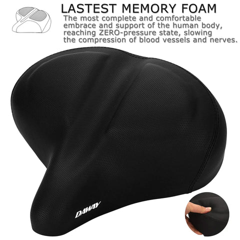 Ultra Comfortable Oversized Bike Seat With Memory Foam Padding And Extra Wide Soft Saddle For Men Women And Seniors Fits Peloton Cruiser