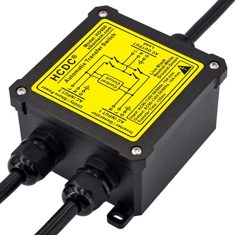 15 Amp 120V Automatic Transfer Switch ATS Inline Relay For Home Backup Power, compact box design with wiring connectors