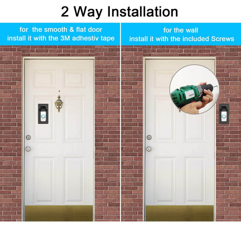 Adhesive Mount For Video Doorbell No Drill Installation, 360 Degree Full Coverage Protection, Hidden Security Screw shown on door