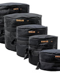 Heavy Duty Five Piece Drum Bag Set With Killer 10mm Foam Padding For 10 12 And 14 Inch Rack Toms, Plus 14 Inch Snare And 22 Inch Bass Drum, Tour Ready Bags Make No Sweat Hauling While Shielding Against Scrapes And Dents.