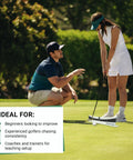 Golfers using Putting Plane Rail 24 Inch Putting Stroke Trainer For Indoor And Outdoor Practice on green field
