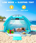 All In One Baby Beach Tent With Solar Powered Cooling Fan UPF 50 UV Protection Portable Sun Shade Canopy Shelter For Infants And Toddlers