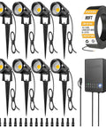 All In One Outdoor Landscape Lighting Kit With Eight 5W LED Spotlights, 80Ft Wire, 60W Low Voltage Transformer, Waterproof Connectors