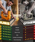Slick Cordless Brad Nailer And T50 Stapler Compatible With Dewalt 20V Battery For Woodworking Upholstery Home Diy Projects No Sweat Operation Heavy Duty Rig Straight Shot Finish used in a comparison demo.