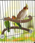 Natural Wood U Shaped Bird Perches For House Cage 2 Pack with parakeets and cockatiels on sturdy wooden perches.