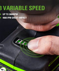 Close-up of speed selector on 24V Brushless Half Inch Cordless Impact Wrench With 3 Speed Selector And LED Light Delivers 300 Ft Lbs Torque