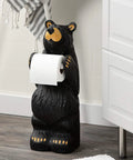 Little Johnny Bear Toilet Paper Holder From Bearfoots Collection By Jeff Fleming Midnight Black Resin Stone Decor in bathroom