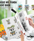 Unique Mr. Panda magic book with badge designs, part of 75mm Button Maker Kit With Punch Press For DIY Badges, Easy Peasy Badge Craft Machine, Kid Friendly Gift Set With Circle Cutter, 500 Button Parts, Iron And Plastic Bottoms, Tin Caps, Blank Papers, Films, Wrenches, Manual.
