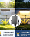 Dope LED Retaining Wall Lighting Kit with 12V Low Voltage Transformer illuminating patio steps at dusk and dawn.
