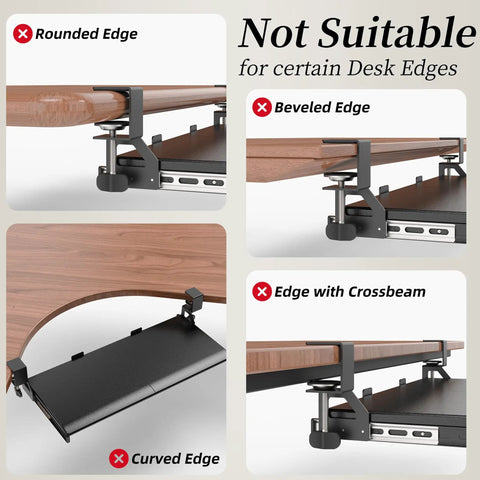Under Desk Keyboard Tray 25 Inch With Wrist Rest Mouse Pad Cup Mat Lightweight Slide Out Tray Easy Clamp not for certain edges