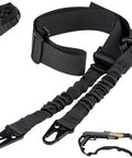 Close-up of Adjustable Two Point Rifle Sling Dope Rugged Nylon Strap With Metal Hook For Hunting Shotgun And Camera Gear Outdoor Multipurpose Tactical Sling Forty Seven Point Two Inch Adjustable Length With Durable Metal Hooks For Easy Setup