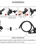 Installation guide for Badass Flex Gooseneck Cell Phone Holder For Desk And Bedside Ultra Tough Long Arm Clip Mount in black.