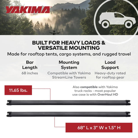 Solid As Hell Heavy Duty Roof Rack Crossbars Pair 68 Inch Long For Suv And Truck Cargo Hauling shown in a rugged outdoor setting.