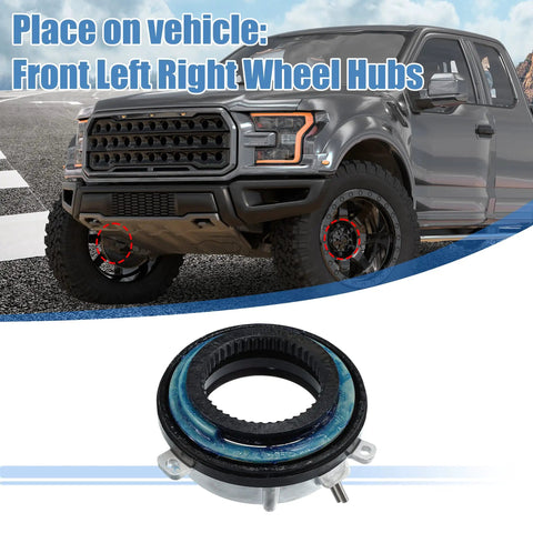 Heavy Duty Pair Of Front Automatic Locking Hub Actuator Assembly For Ford F150 Expedition Mark Lt shown on vehicle placement.