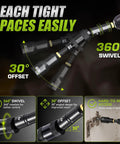 Magnetic Socket Set For Power Drill With Quick Release Extension showcasing 360° swivel and 30° offset for tight spaces.