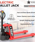 TEXLIFT 3300 Lb Full Electric Power Pallet Jack Standard Duty Pallet Truck with lithium battery and upright walking mode