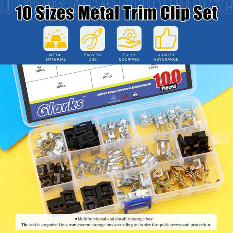 Top Shelf Universal Auto Body Trim Panel Spring Clip Set 100 Pieces 10 Sizes Shop Grade Metal Fasteners Rock Solid Replacement Hardware For Vw Audi Gti Jetta Passat