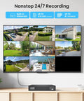 8-channel DVR displaying 8-camera setup from the 5MP 3K Lite CCTV Security System with AI Human and Vehicle Detection and 500GB HDD