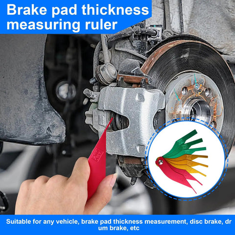 Smooth Operator 8 Piece Brake Pad Thickness Gauge Set With Color Coded Sae And Metric Blades for quick wear checks on brake pads.