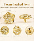 Killer Antique Brass Flower Drawer Knobs Top Notch Zinc Alloy Cabinet Pulls Heavy Duty Vintage Hardware, 40x36x23mm size.