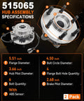 Two Pack 515065 Front Wheel Bearing Hub Assembly Compatible With Nissan Frontier 2005 2019 specifications diagram