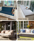 Custom Bench Cushions For Indoor Furniture And Bay Window Seats, Thick 70D Foam Pad, Non Slip Indoor Cushion, Waterproof Outdoor Swing Cushion, Garden Patio Seat Pad, Durable, Cozy, Easy Care