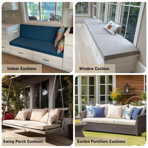 Custom Bench Cushions For Indoor Furniture And Bay Window Seats, Thick 70D Foam Pad, Non Slip Indoor Cushion, Waterproof Outdoor Swing Cushion, Garden Patio Seat Pad, Durable, Cozy, Easy Care
