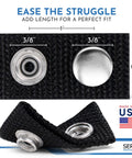 Heavy Duty Boat Cover Snap Extenders With Slick Finger Loops For Dead On Canvas Fits And No Sweat Install 1 Inch black marine hardware showing dimensions.