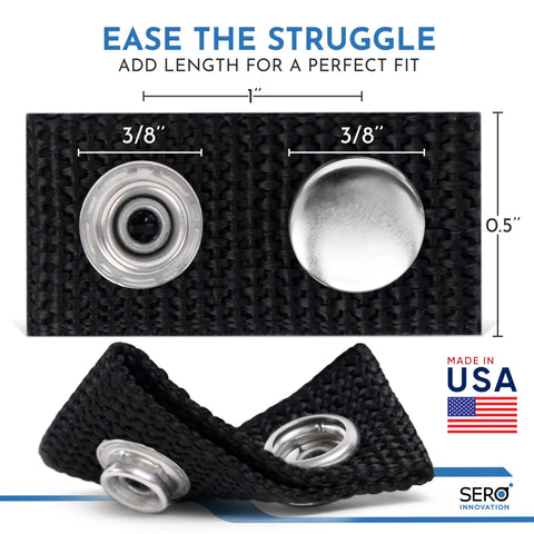 Heavy Duty Boat Cover Snap Extenders With Slick Finger Loops For Dead On Canvas Fits And No Sweat Install 1 Inch black marine hardware showing dimensions.