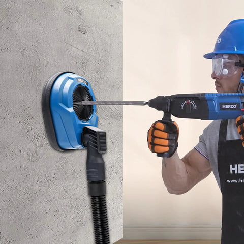 Universal Drill Dust Collection Attachment And Hammer Drill Shroud For Drilling, 70 mm Max Diameter on wall with rubber seal