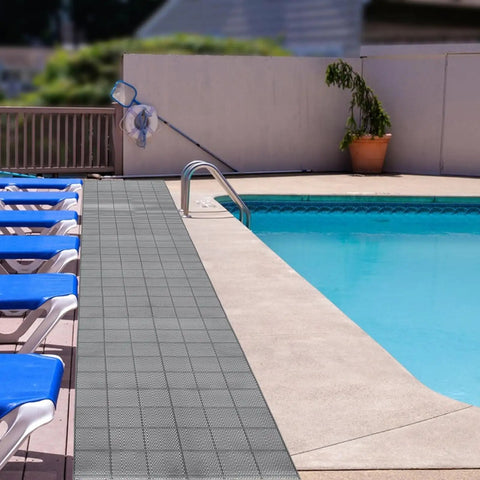 3 By 10 Ft Drainage Pool Floor Mats Non Slip PVC Splash Matting With Mesh Hollow Design by poolside area